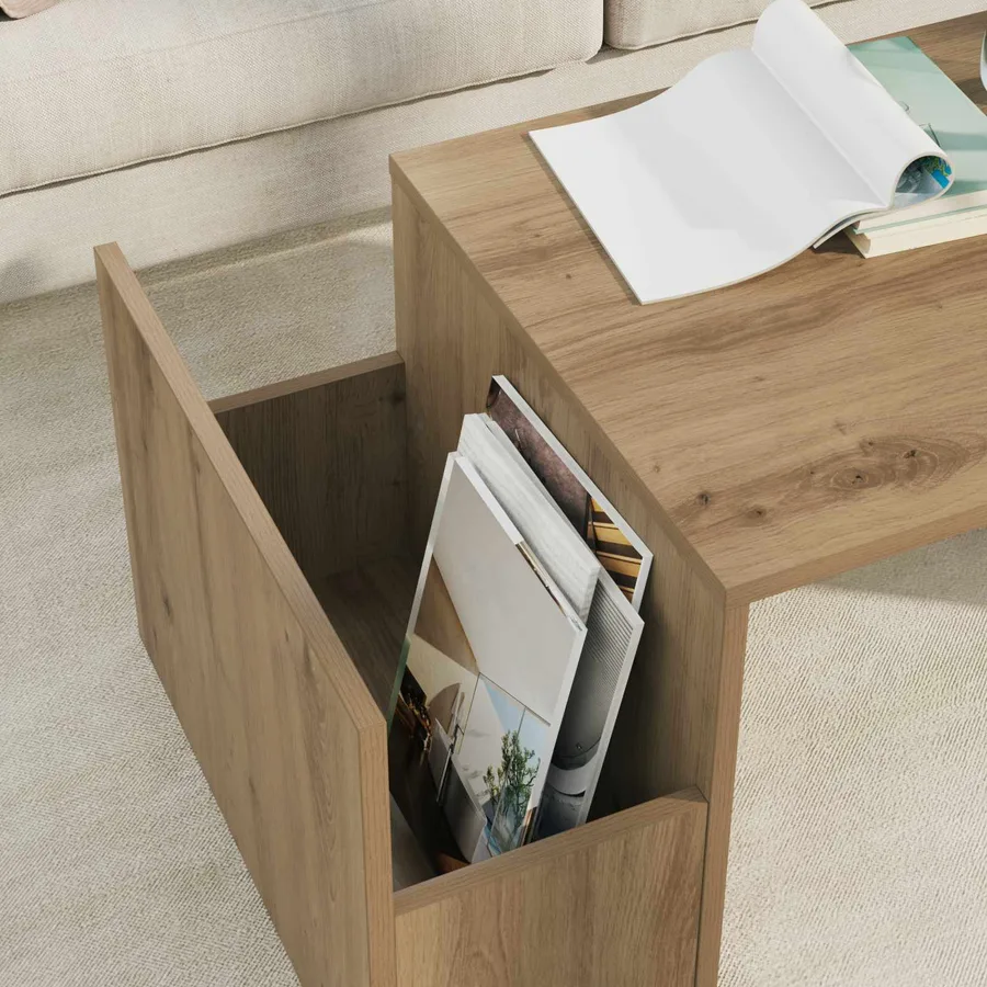 Table basse Chêne artisanal 90 x 45 x 35 cm Bois d'ingénierie - 4