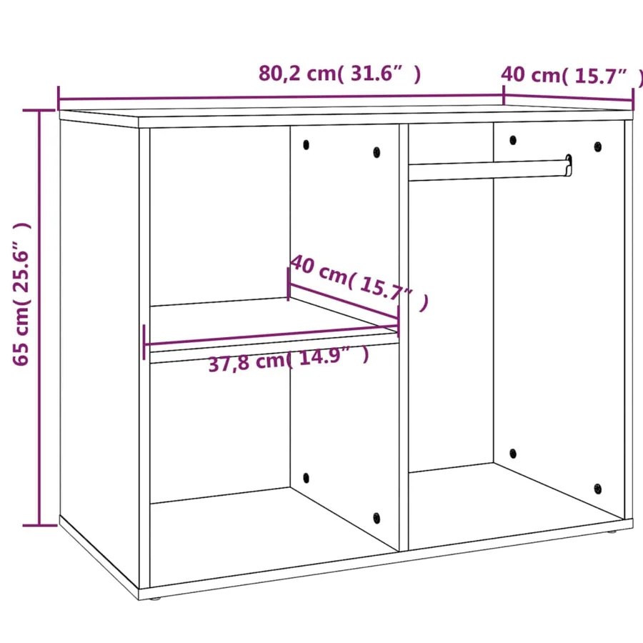 Armoire de dressing Blanc brillant 80x40x65cm Bois d'ingénierie - 7