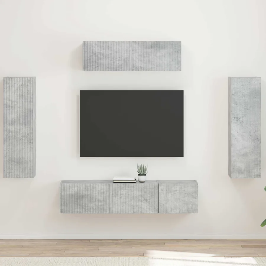 Meuble TV 5 pcs Gris béton