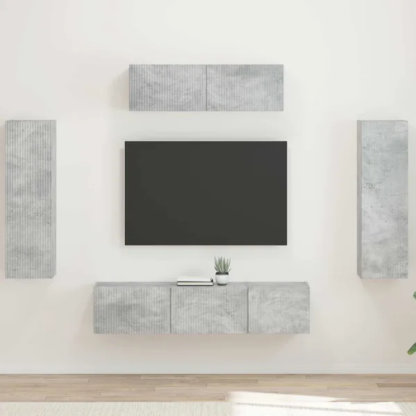 Meuble TV 5 pcs Gris béton