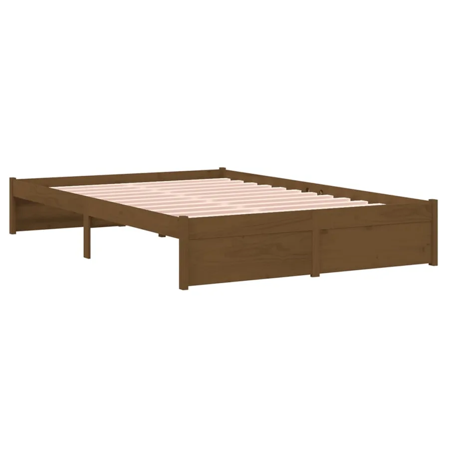 Cadre de lit sans matelas marron miel bois massif 120x190 cm - 4
