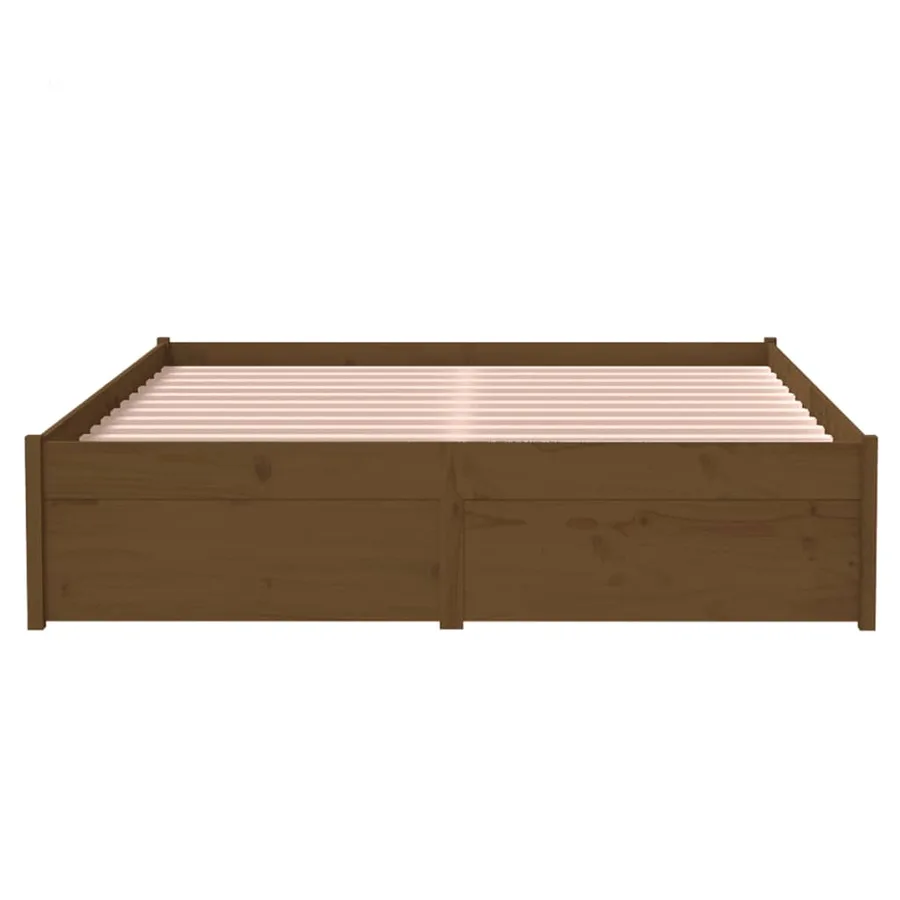 Cadre de lit sans matelas marron miel bois massif 120x190 cm - 5