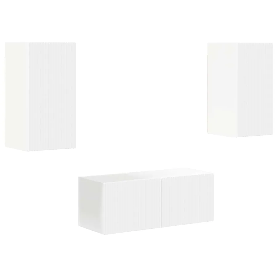 Ensemble meuble TV Montage mural 6 pcs Blanc Bois d'ingénierie - 2