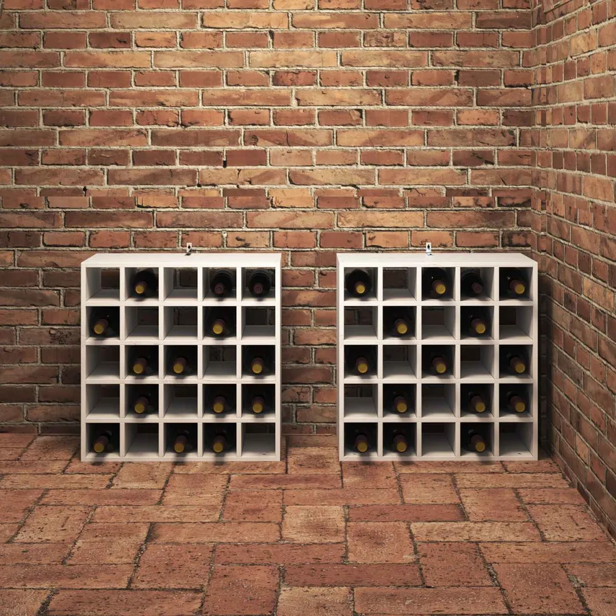 Étagère à vin 2 pcs Blanc 56 x 25 x 56 cm Pin massif - 4
