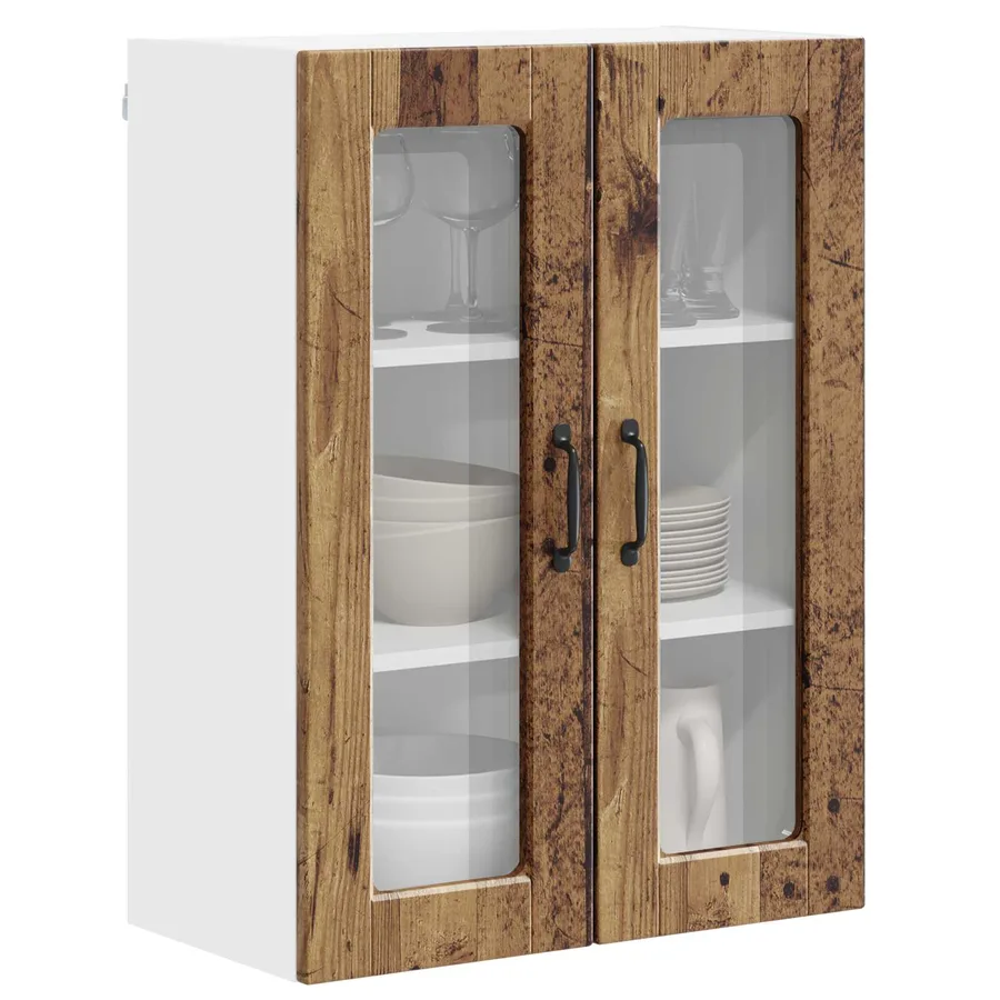 Cabinet en verre mural PORTO Bois ancien 60 x 31 x 80 cm - 3