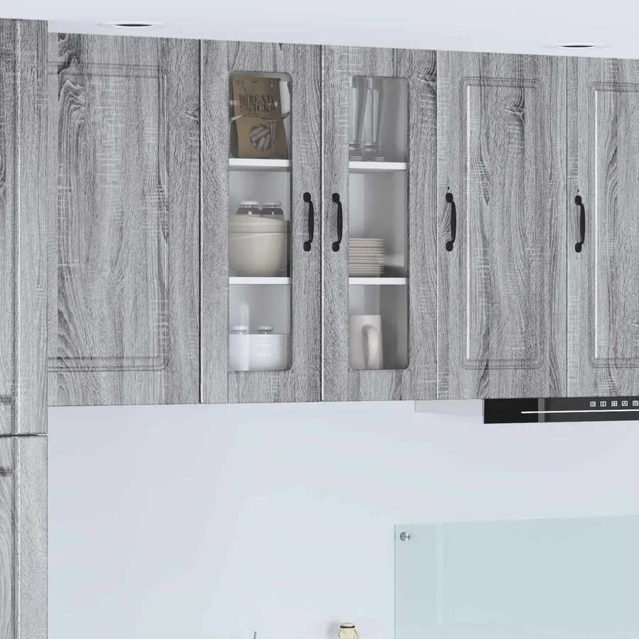 Cabinet en verre mural PORTO Gris Sonoma 60 x 31 x 80 cm