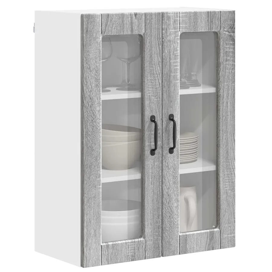 Cabinet en verre mural PORTO Gris Sonoma 60 x 31 x 80 cm - 2