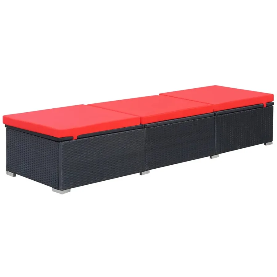 Chaise longue avec coussin Résine tressée Noir - 3