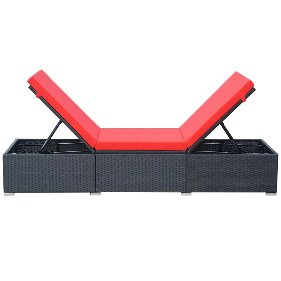 Chaise longue avec coussin Résine tressée Noir - 5