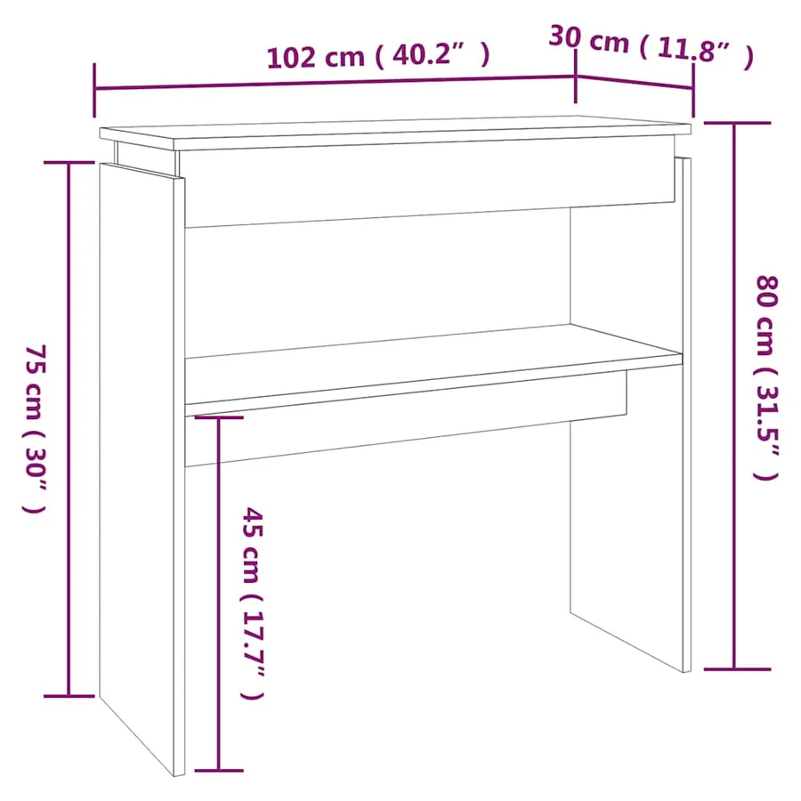 Table console Sonoma gris 102x30x80 cm Bois d'ingénierie - 6