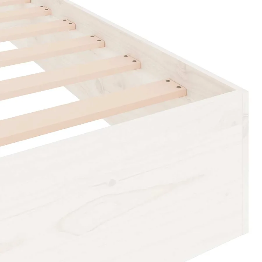 Cadre de lit sans matelas blanc bois massif 120x200 cm - 7