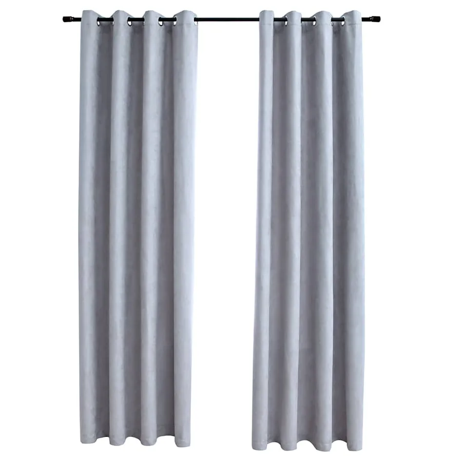 Rideaux occultants avec anneaux en métal 2 pcs Gris 140x225 cm - 2