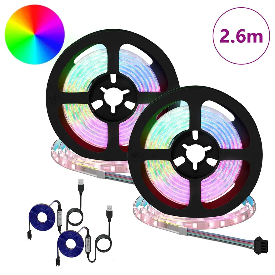 Bande LED 2 pcs Noir et Transparent 1300 mm Cuivre et plastique - 2