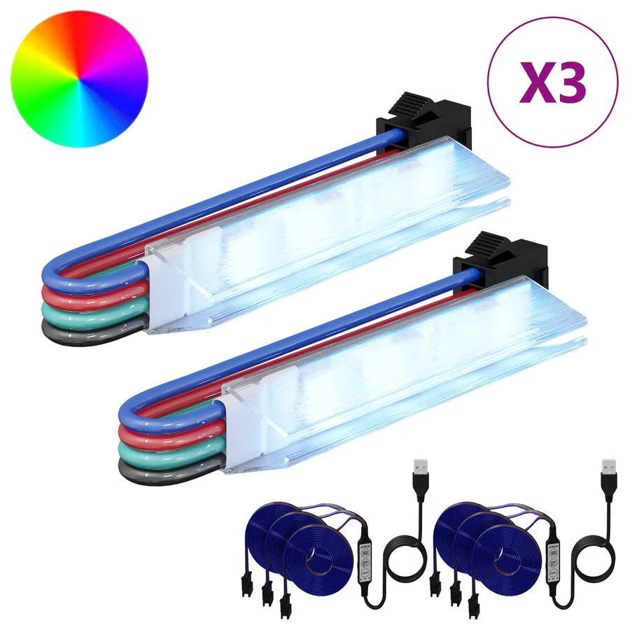 Bande LED 2 pcs Noir et Multicolore 1745 mm Cuivre et plastique - 2