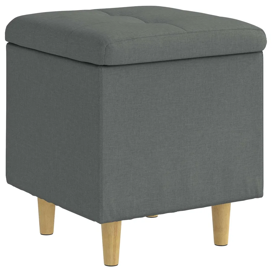 Pouf de rangement avec coussin Gris foncé 40 x 40 x 45 cm tissu - 2