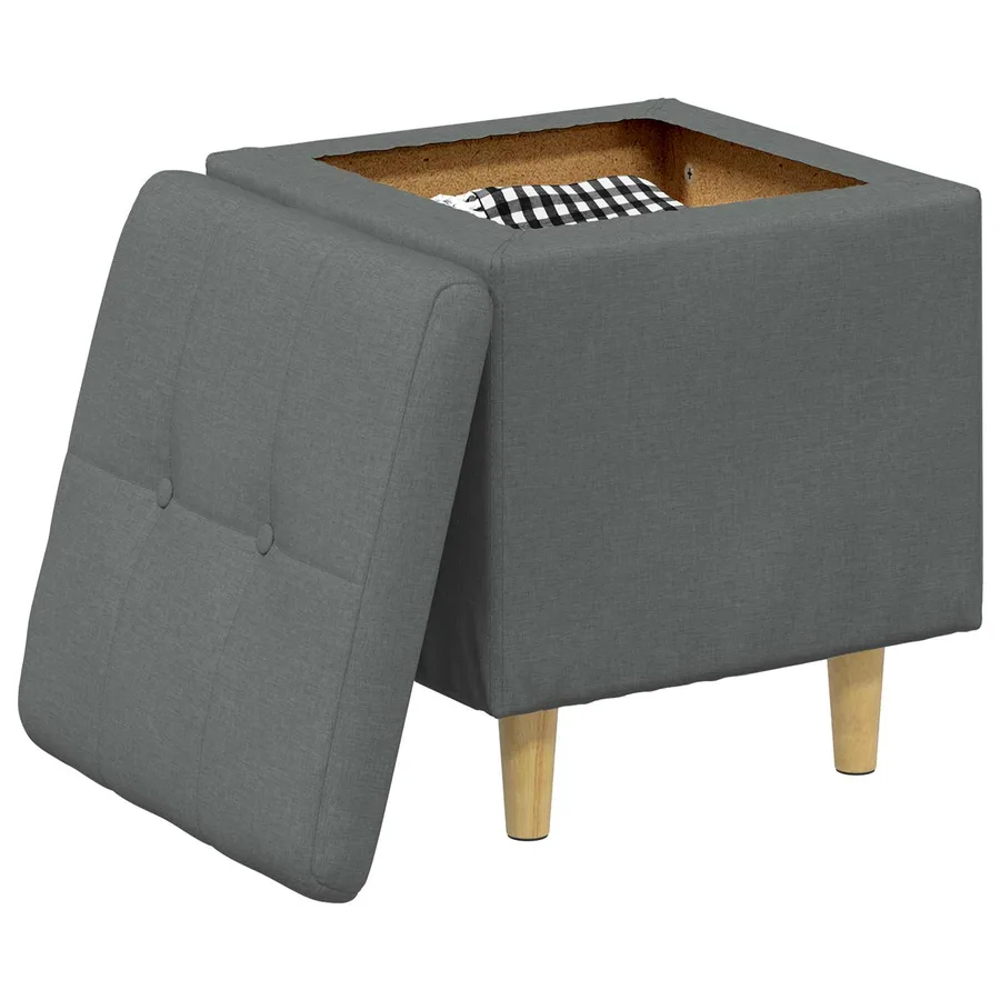 Pouf de rangement avec coussin Gris foncé 40 x 40 x 45 cm tissu - 3