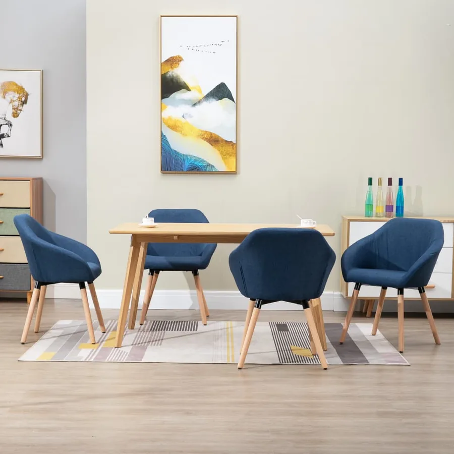Chaises à manger lot de 4 bleu tissu