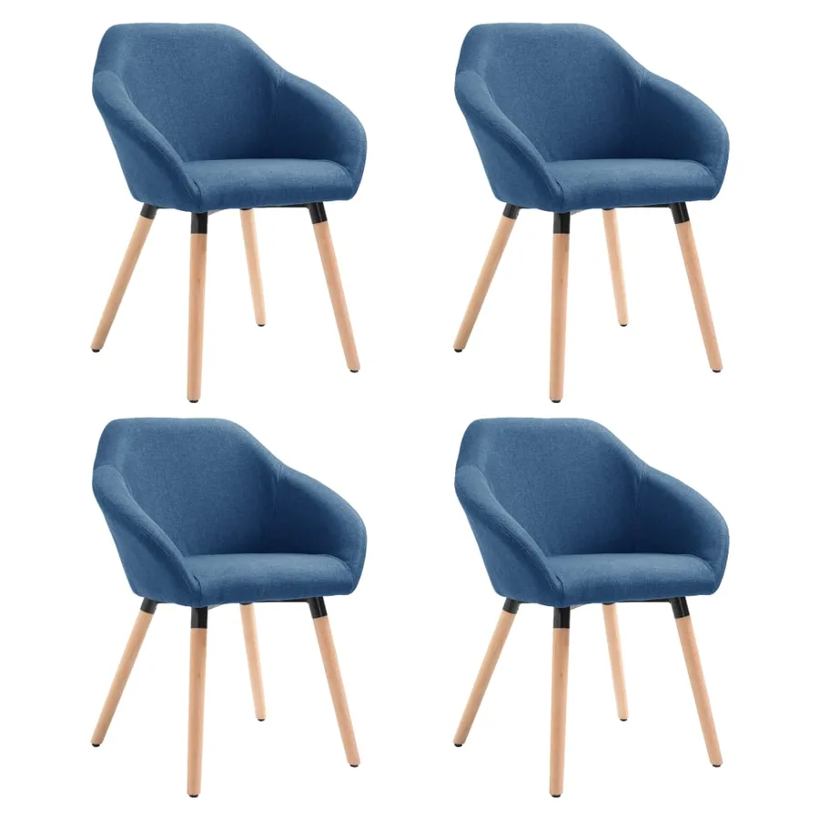 Chaises à manger lot de 4 bleu tissu - 2