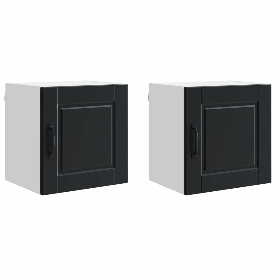 Meuble mural PORTO 2 pcs Noir 40 x 31 x 40 cm Bois d'ingénierie - 2