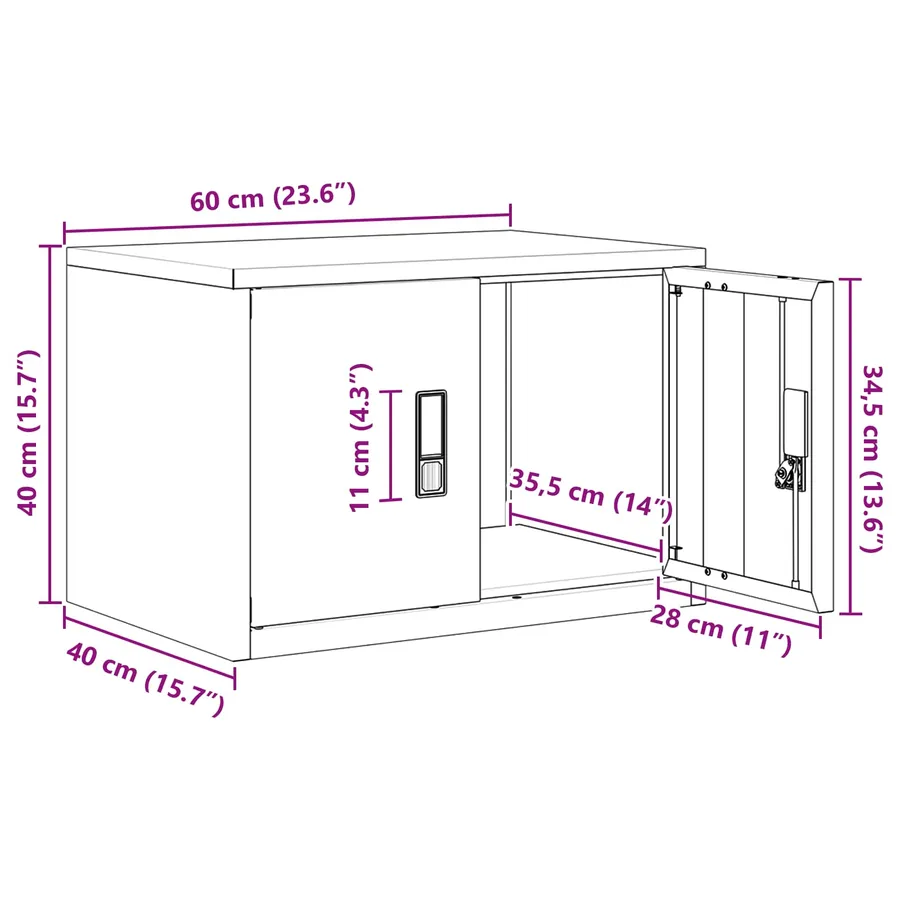 Armoire de rangement Vert olive 60 x 40 x 40 cm Acier - 13