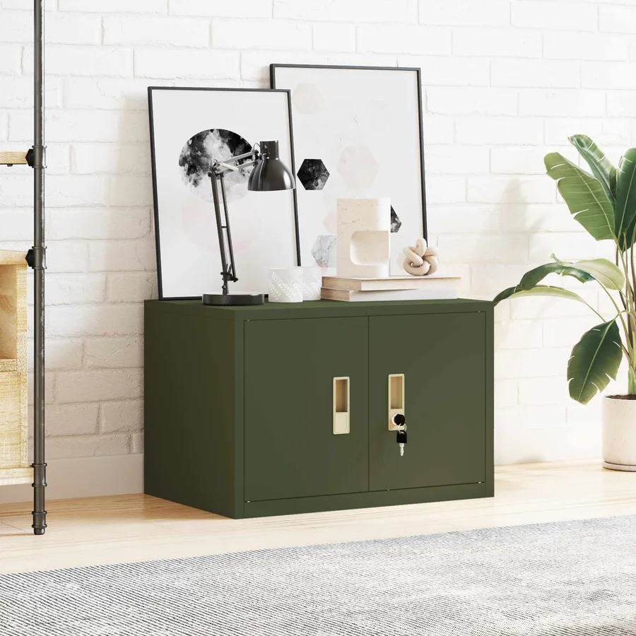 Armoire de rangement Vert olive 60 x 40 x 40 cm Acier - 4