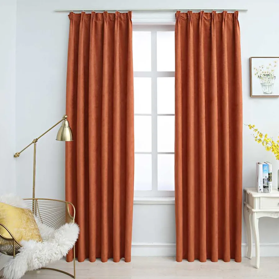 Rideaux occultants avec crochets 2 pcs Rouille 140x175 cm
