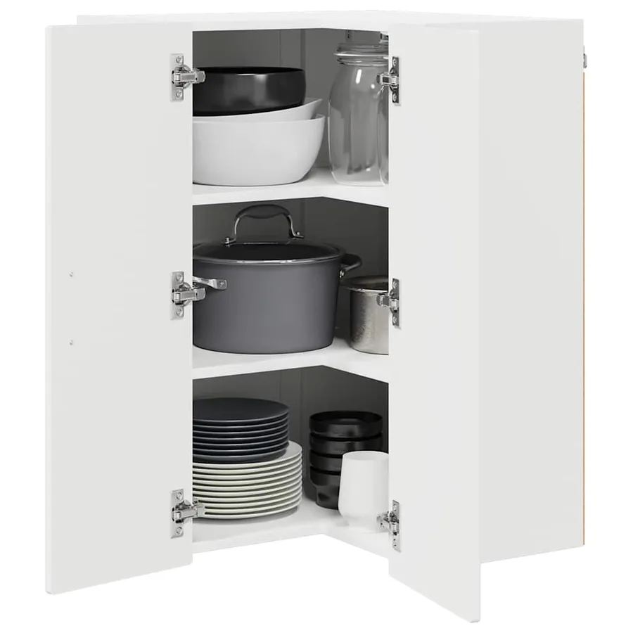 Cabinet d'angle mural PORTO Blanc brillant 57 x 57 x 80 cm - 3