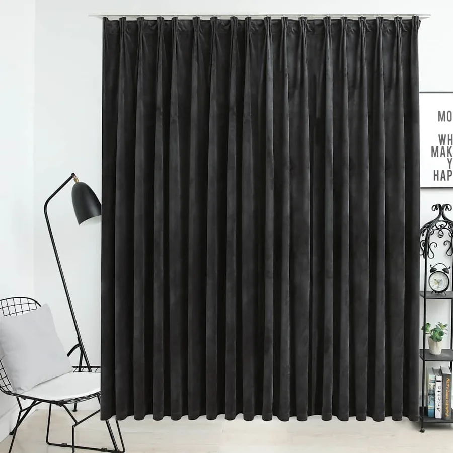 Rideau occultant avec crochets Velours Anthracite 290x245 cm