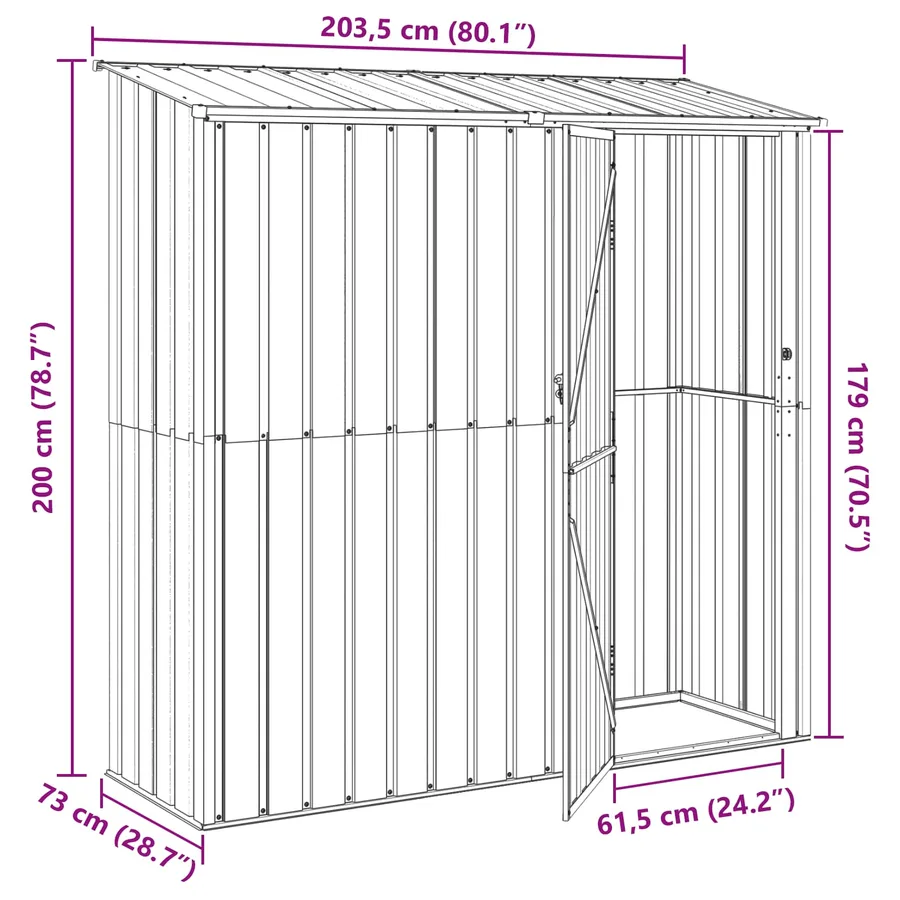 Cabanons de jardin Anthracite 203,5 x 73 x 200 cm Métал - 11