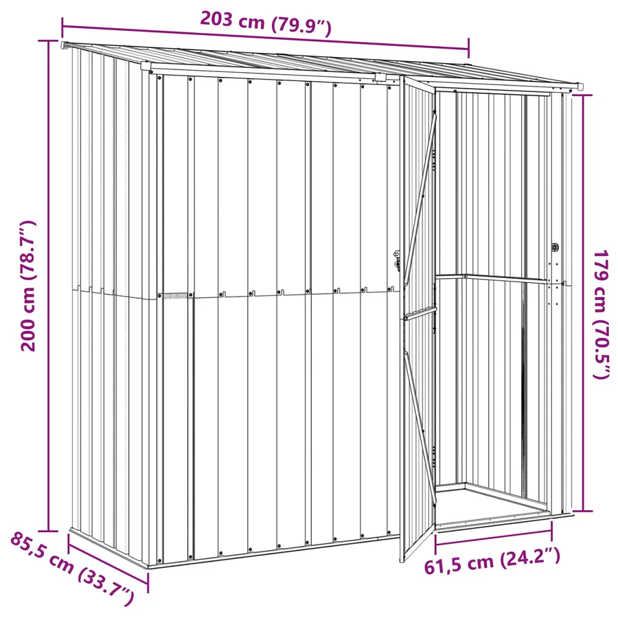 Cabanons de jardin Anthracite 203 x 85,5 x 200 cm Métал - 11