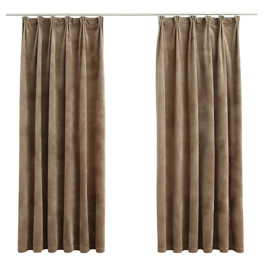 Rideaux occultants avec crochets 2 pcs Velours Beige 140x175 cm - 2