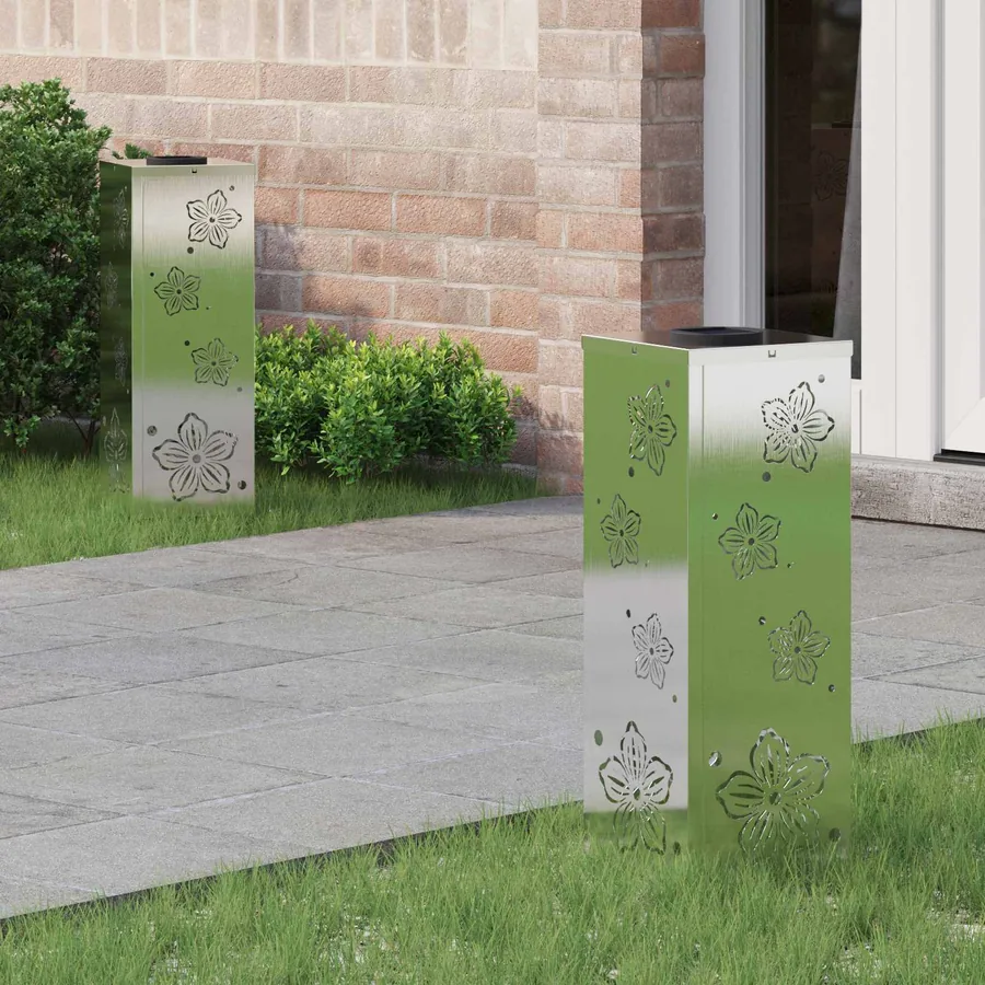 Lumière de chemin LED solaire 2 pcs Blanc chaud 18 x 18 x 50 cm