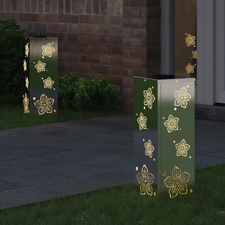Lumière de chemin LED solaire 2 pcs Blanc chaud 18 x 18 x 50 cm - 3