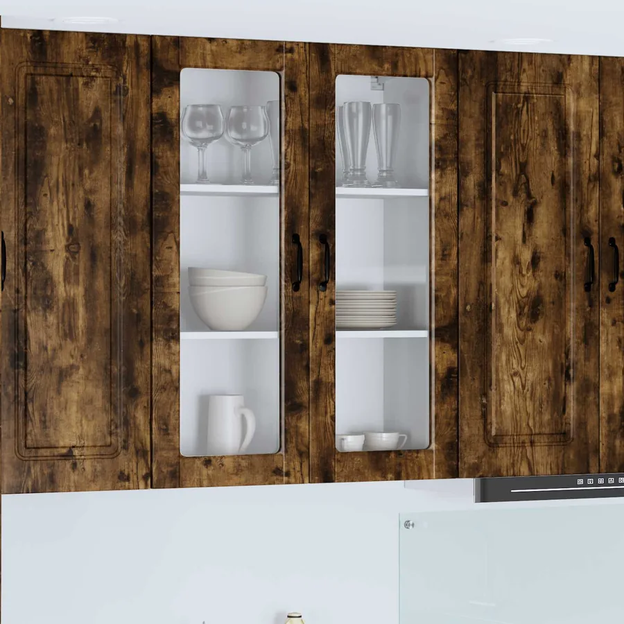Cabinet en verre mural PORTO Chêne fumé 80 x 31 x 100 cm