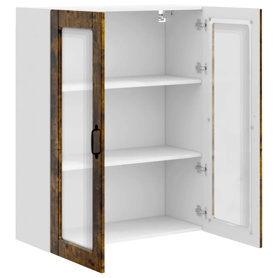 Cabinet en verre mural PORTO Chêne fumé 80 x 31 x 100 cm - 5