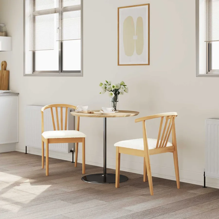 Chaise de salle à manger 2 pcs Naturel et Blanc - 3