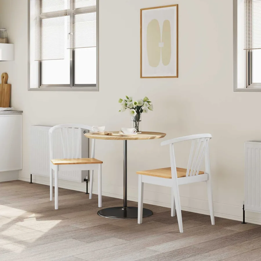 Chaise de salle à manger 2 pcs blanc et naturel - 3