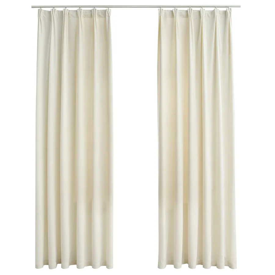 Rideaux occultants avec crochets 2 pcs Velours Crème 140x225 cm - 2