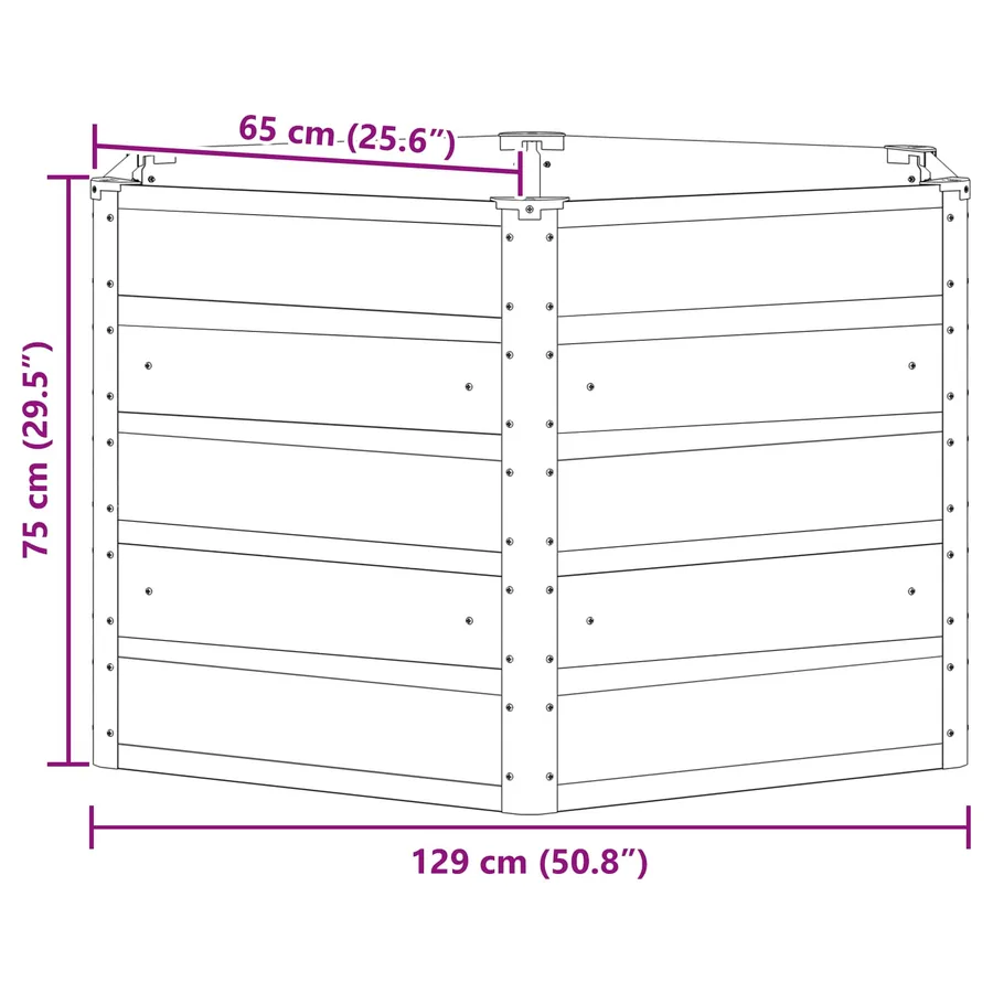 Jardinière Anthracite 129 x 129 x 75 cm Acier - 7