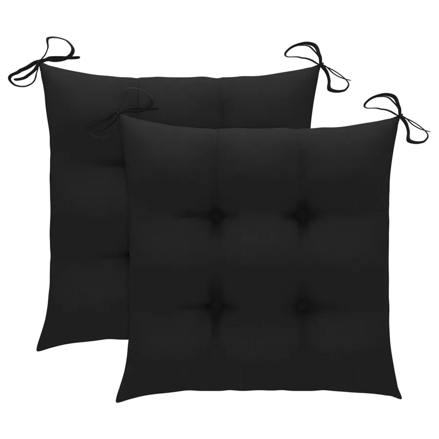 Chaises de jardin lot de 2 et coussins noir Bois de teck massif - 6