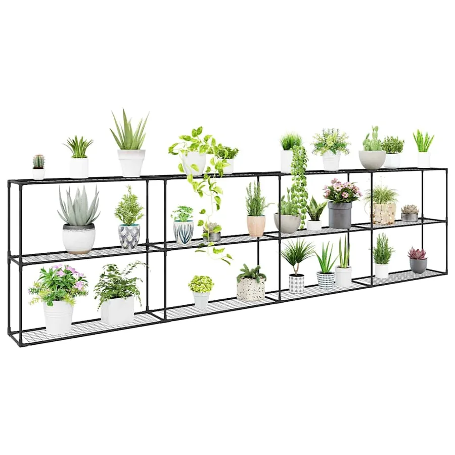 Support de plantes à 3 niveaux Noir 400 x 32 x 104 cm Acier - 3