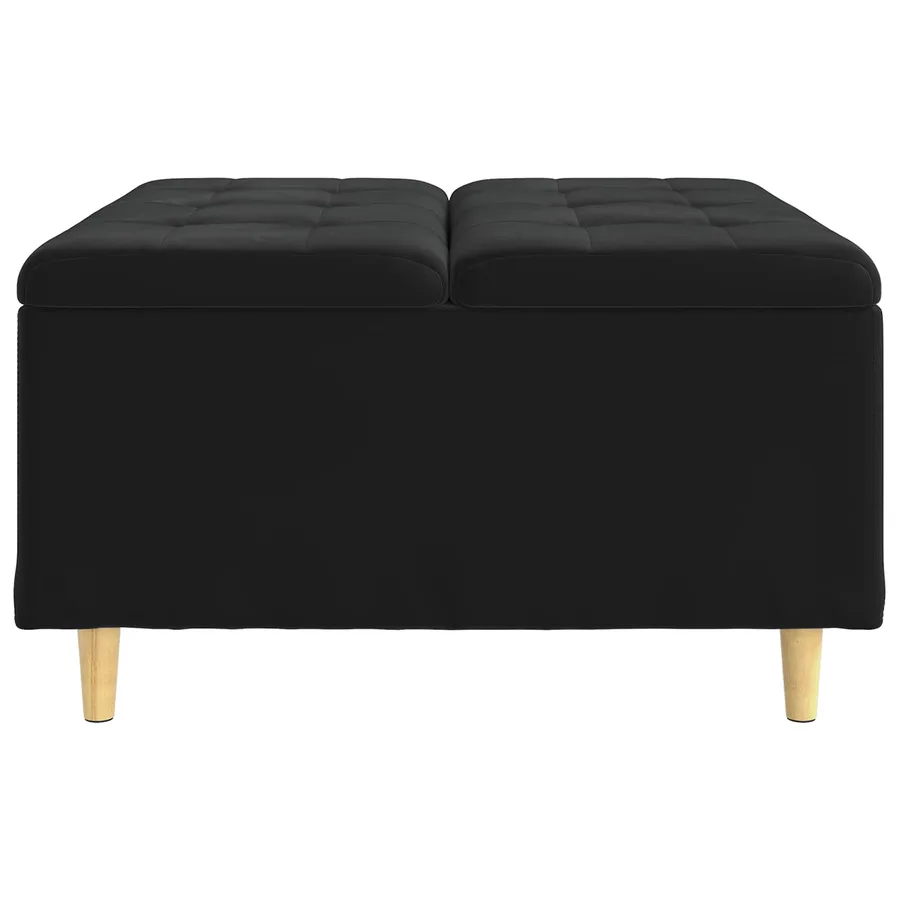 Pouf de rangement avec coussin Noir 80 x 80 x 45 cm Velours - 5