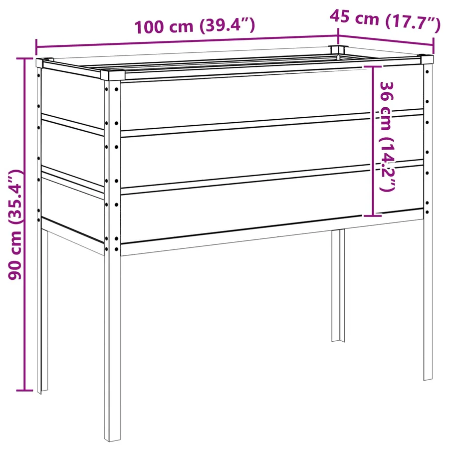 Jardinière Anthracite 100 x 45 x 90 cm Acier galvanisé - 9