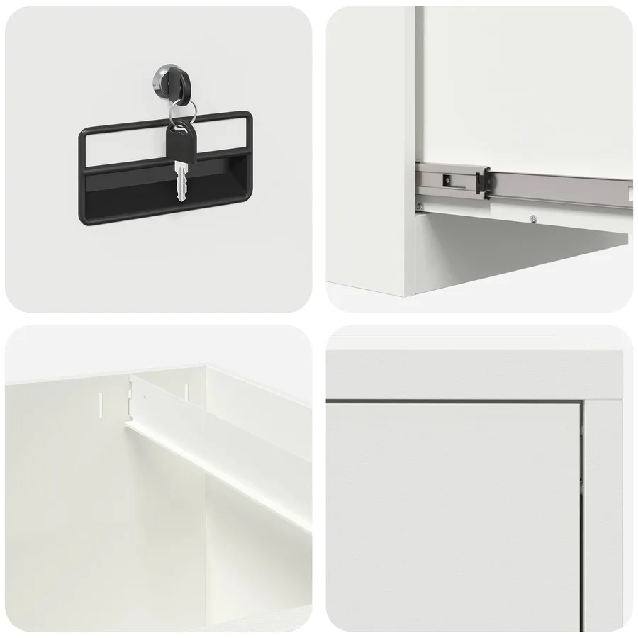 Cabinet de Dossier Blanc 44 x 50 x 74,5 cm Acier Laminé à Froid - 8