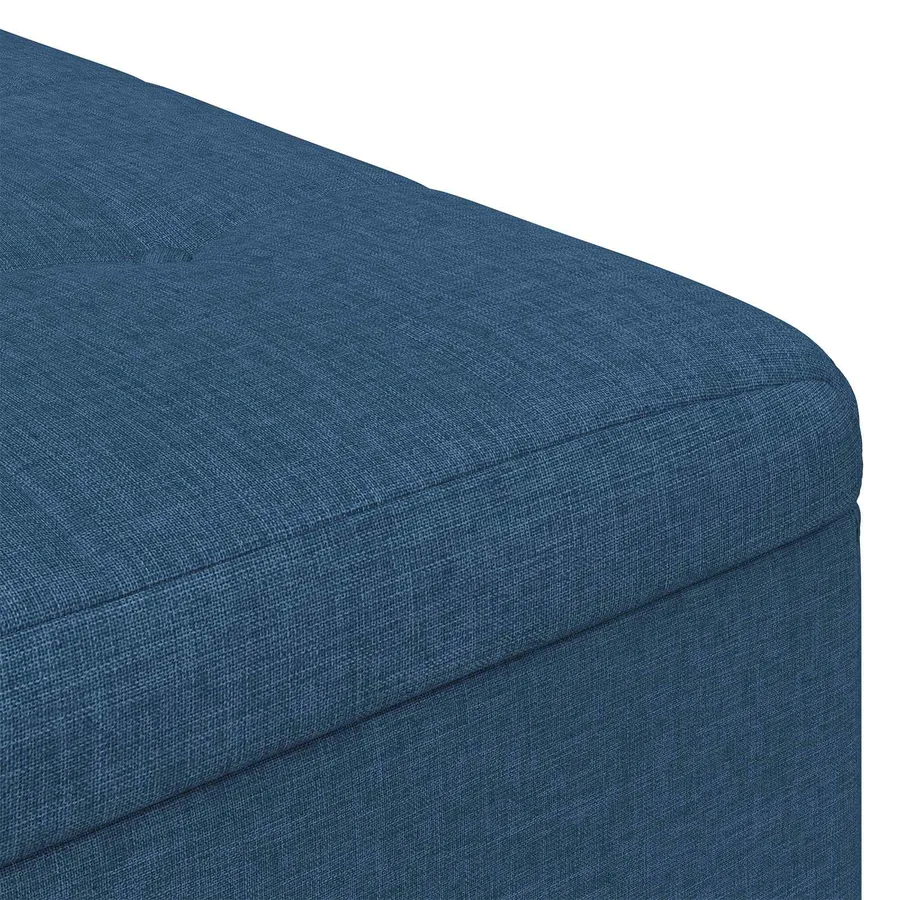 Pouf de rangement avec coussin Bleu 80 x 80 x 45 cm tissu - 7