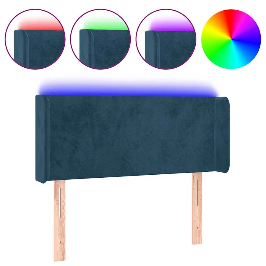 Tête de lit à LED Bleu foncé 93x16x78/88 cm Velours - 2