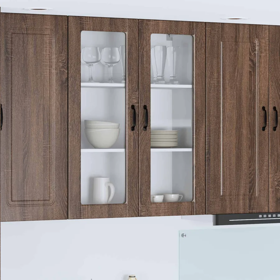Cabinet en verre mural PORTO Chêne brun 80 x 31 x 100 cm