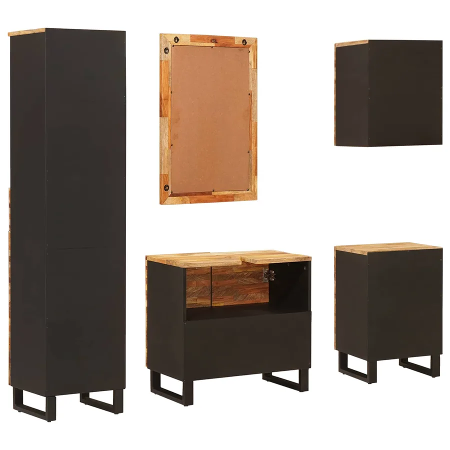 Ensembles de salle de bain 5 pcs Naturel Bois de mangue massif - 9