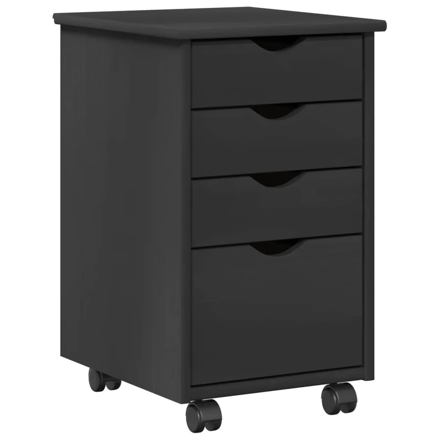 Cabinet roulant avec roue Gris 34 x 39 x 56 cm Pin massif - 2