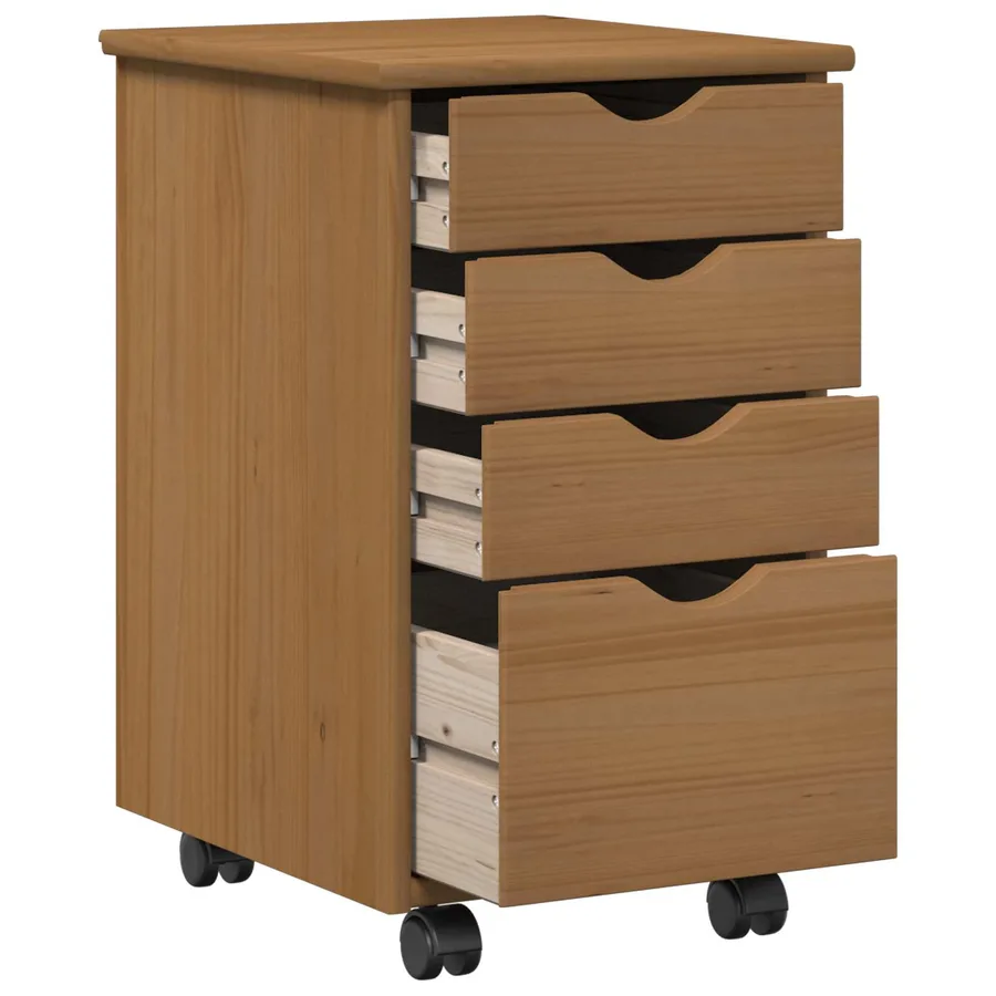 Cabinet roulant MOSS Brun Miel 34 x 39 x 56 cm Pin massif - 4